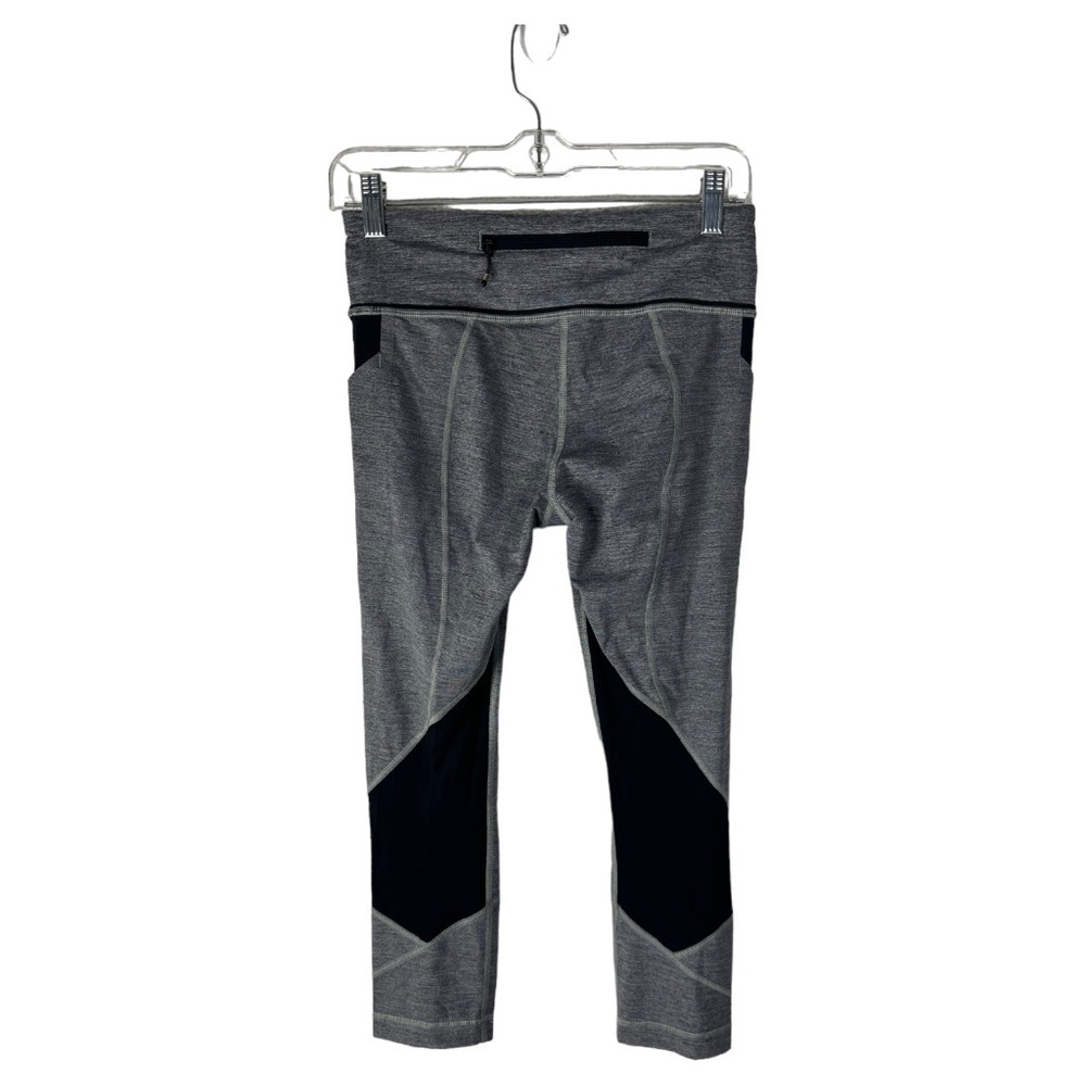 Lululemon Pace Rival Crop Grey Black Mesh SZ 6 - Picture 6 of 6